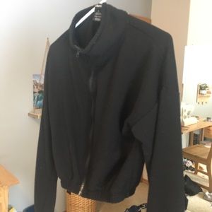 Cropped zip up fleece hoodie